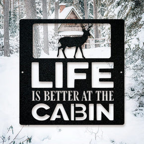 monogram metal gift Life is Better at the Cabin - Deer