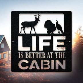 monogram metal gift Life is Better at the Cabin - Deer & Turkey