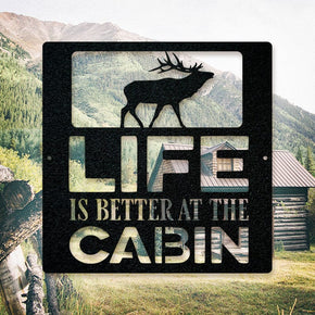 monogram metal gift Life is Better at the Cabin - Elk