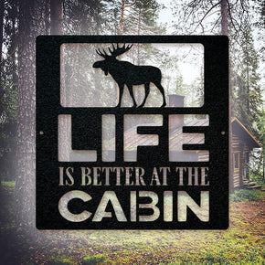 monogram metal gift Life is Better at the Cabin - Moose
