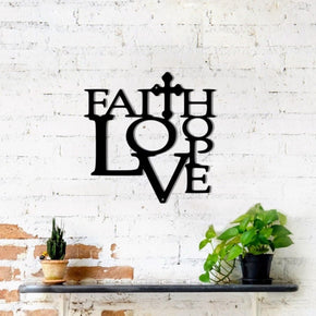 monogram metal gift Faith, Love, Hope with Cross - Metal Sign