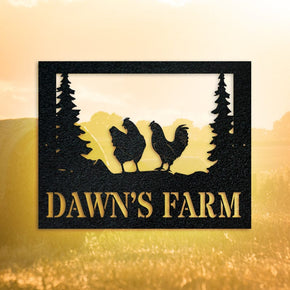 monogram metal gift Farm Chicken Sign *with LIVE PREVIEW*