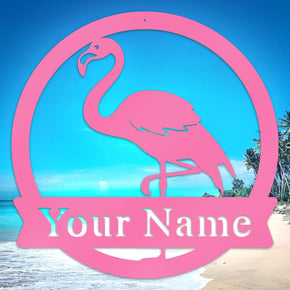 monogram metal gift Flamingo Monogram Metal Sign