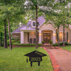 monogram metal gift Graduation Cap Personalized Lawn Plaque