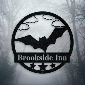 monogram metal gift Halloween Bat Metal Name Sign
