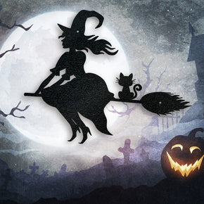 monogram metal gift Halloween Flying Witch