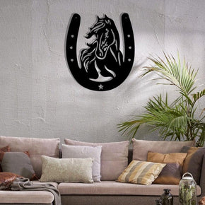 Horse Head Horseshoe - Metal Sign