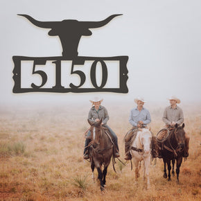 monogram metal gift Longhorn Steer Metal Address Plaque