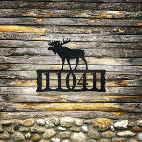 Moose Metal Address Plaque