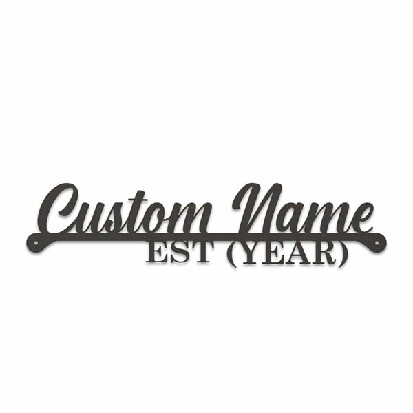 Name & Year Script Monogram - Metal Sign - monogram metal shop