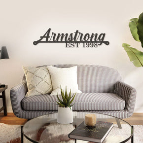 monogram metal gift Name & Year Script Monogram - Metal Sign