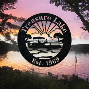 monogram metal gift Pontoon Circle Monogram - Metal Boat Sign