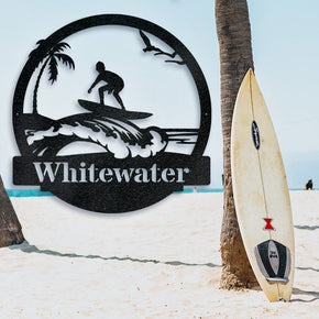 monogram metal gift Surfer Kid Monogram Metal Sign