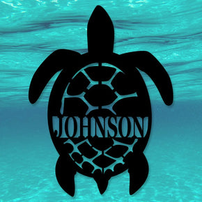 monogram metal gift Sea Turtle Name Monogram