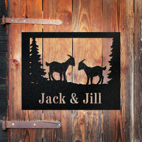 monogram metal gift Twin Goat Farm Sign *with LIVE PREVIEW*