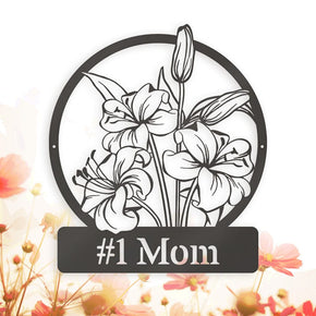 monogram metal gift Wall flower Monogram Lilies - Metal Sign