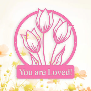 monogram metal gift Wall flower Monogram Tulips - Metal Sign