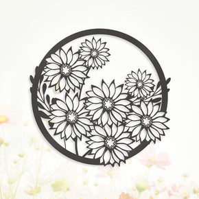 monogram metal gift 15" / Black Wallflower Daisies - Metal Sign