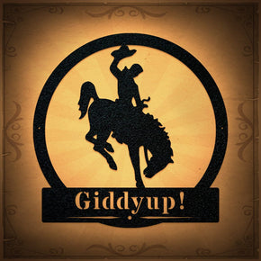 monogram metal gift Western Cowboy on Bucking Bronco Monogram