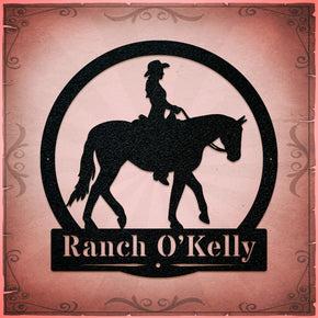 monogram metal gift Western Cowgirl on Horseback Monogram